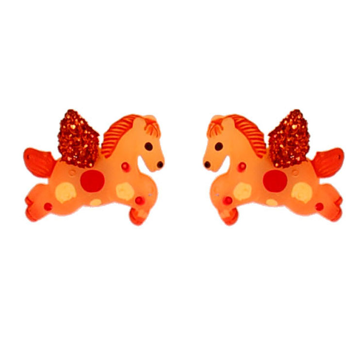 Kinderoorbelletjes Paardjes oranje - 2x1,5cm