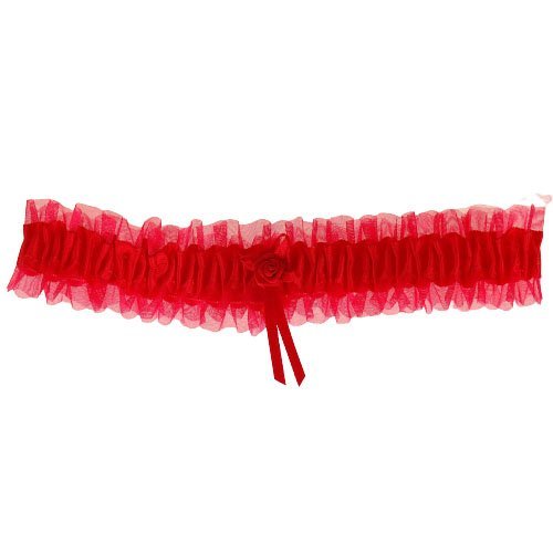 Kousenband grote maat - met roosje rood