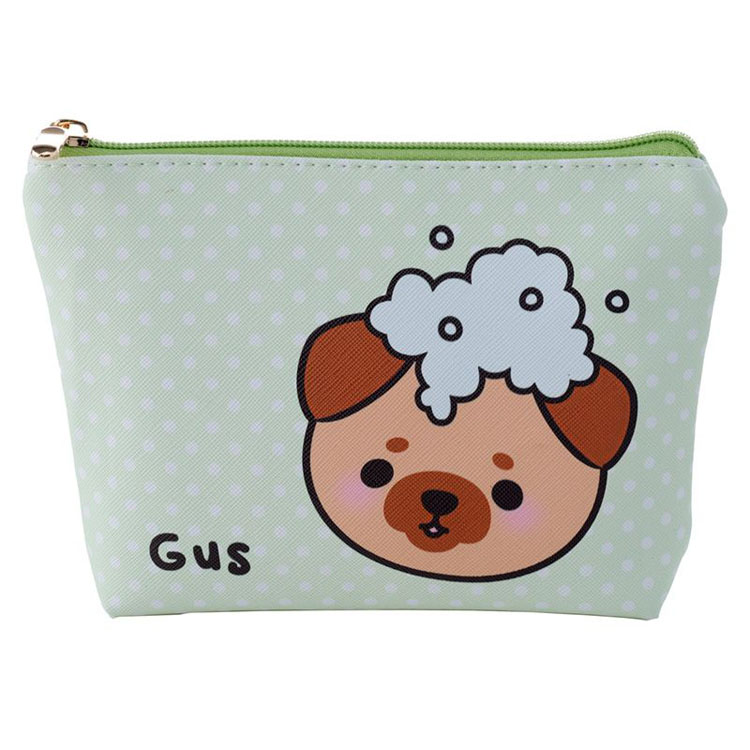 Toilettas Gus de Mopshond Klein PVC - Groen - 13x19x4cm (HxBxD)