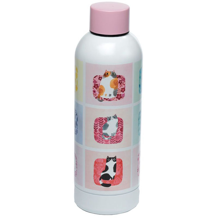 Thermosfles Angie Rozelaar Planet Cat Heet & koud RVS - Wit - 530ml