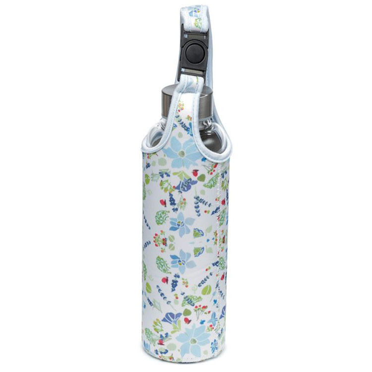 Waterfles Julie Doswroth Lavendeltuin Glas Neopreen Hoes & Handvat Duurzaam - Wit - 500ml