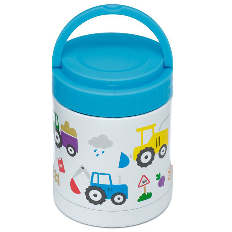 Lunchpot Tractors Gekleurd Thermos Heet & Koud Duurzame RVS - Wit - 400ml