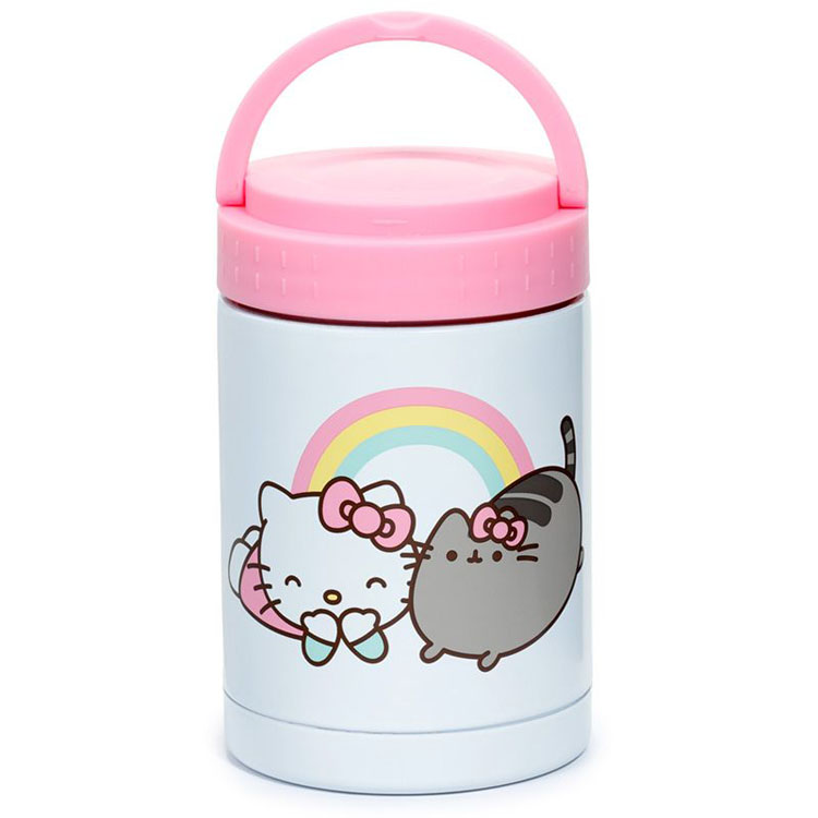 Lunchpot Hello Kitty & Pusheen de kat Regenboog Thermos Heet & Koud Duurzame RVS - Wit - 500ml