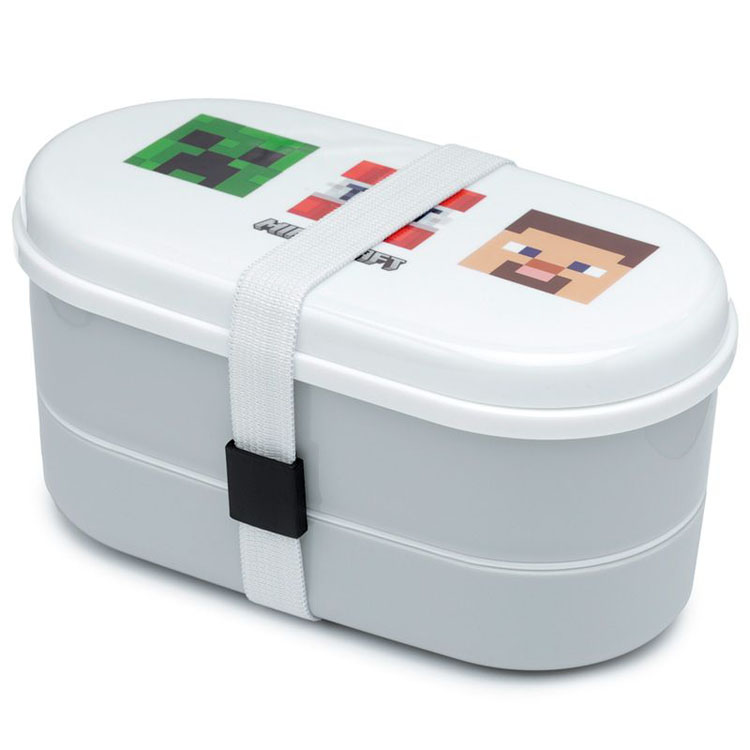Bento Box Minecraft Lunchtrommel met Vork + Lepel - Wit