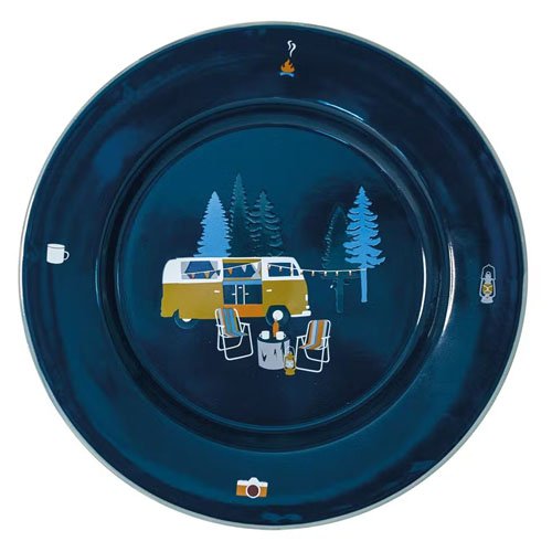 Emaille Bord - Blauw met Camper - 22,5cm