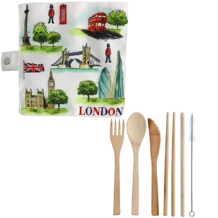 6-delige Bestek set London 100% Natuurlijk Bamboe - Wit -