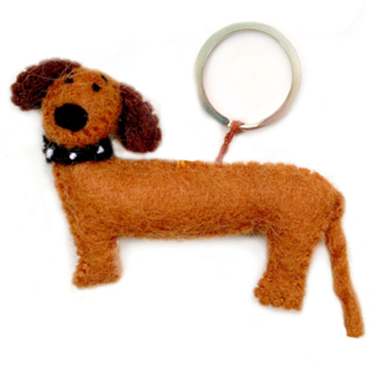 Sleutelhanger/Tashanger vilten hond - Teckel 8cm
