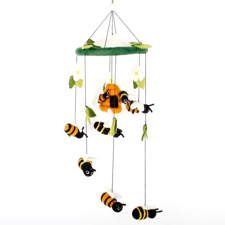 Vilten mobiel bijtjes en bijenkorf