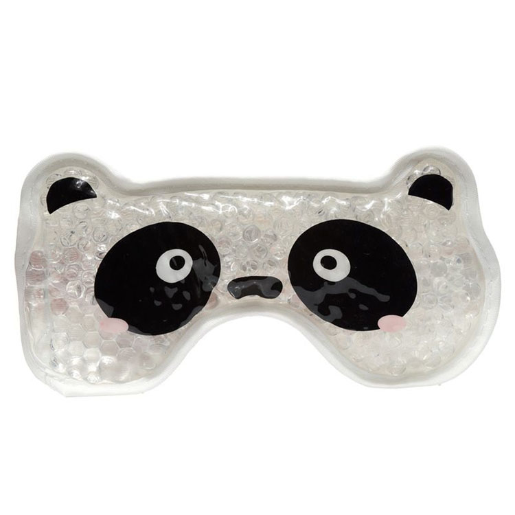 Oogmasker Adoramals Panda Pluche Rand Gel - Zwart/Wit - 9x20cm