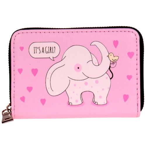 Roze portemonnee olifant met hartjes - 14x10cm