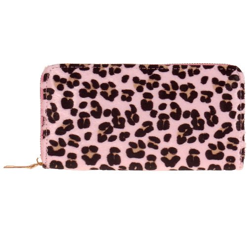 Portemonnee roze met luipaardprint - 20x11cm