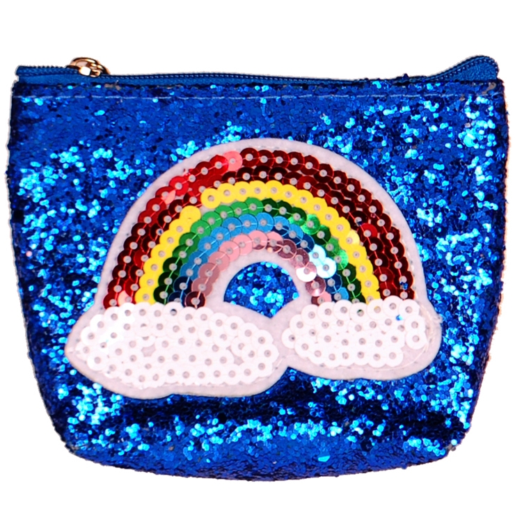 Kleine portemonnee glitters blauw regenboog