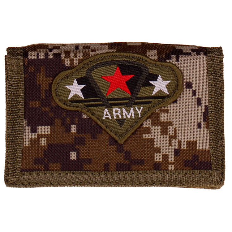 Klittenband Portemonnee Digicamo Army en Sterren - 13x8,5cm