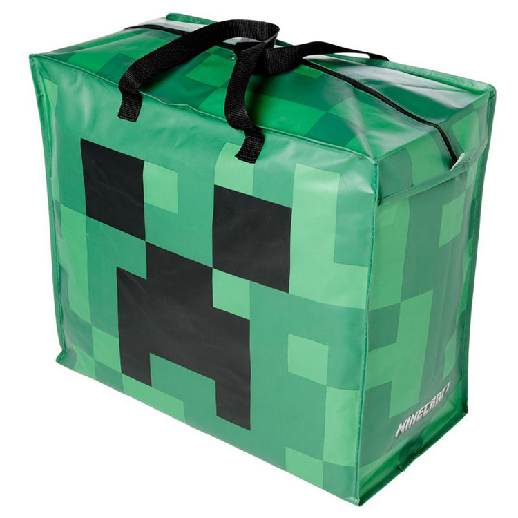 Grote Boodschappentas met rits Minecraft Creeper - 48x55x28cm