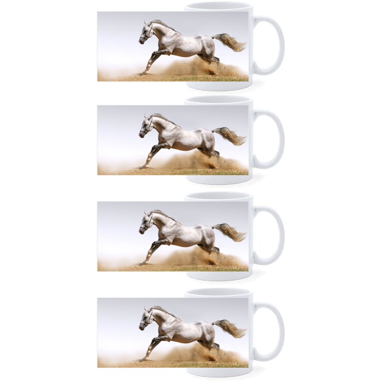Beker - Paard Wit Arabier Schimmel - set van 4